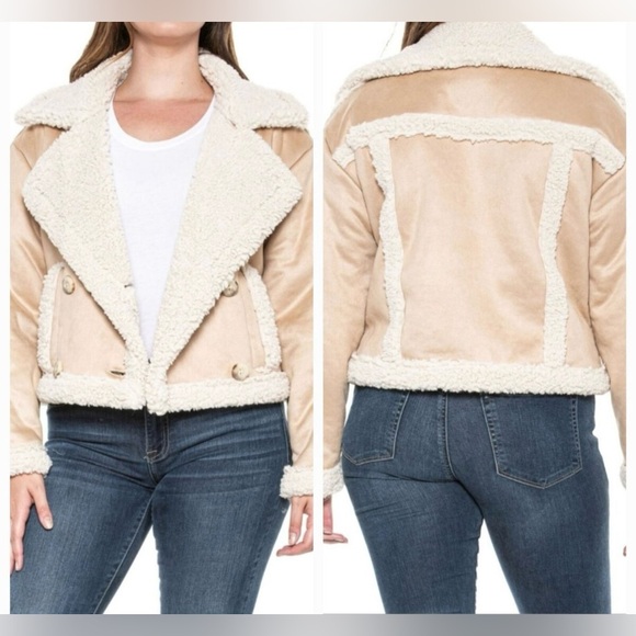 FRYE
Faux Shearling Trim Jacket Sz Large - Picture 1 of 12